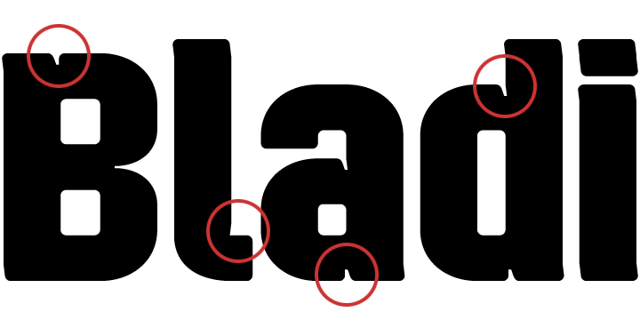 Bladi Two 4F font family example.