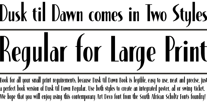 Displaying the beauty and characteristics of the Dusk til Dawn font family.