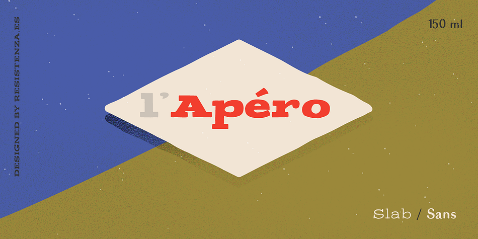 Apéro font family sample image.