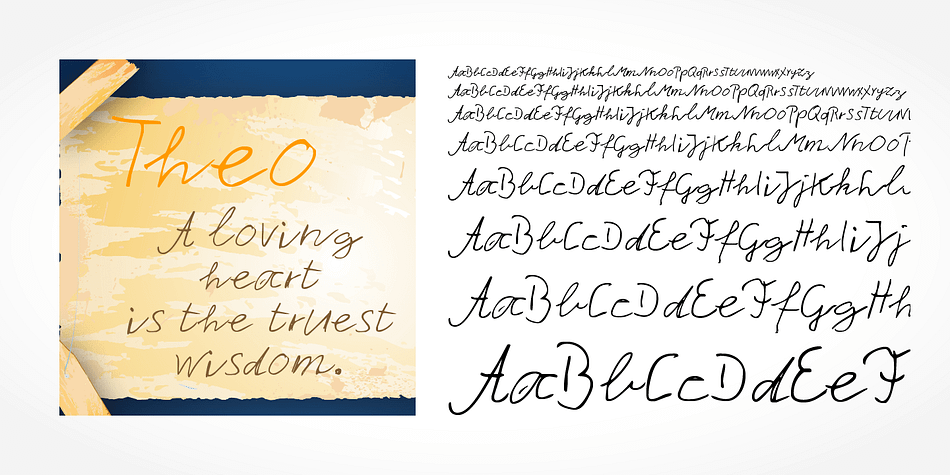 “Theo Handwriting” is a beautiful typeface that mimics true handwriting closely.