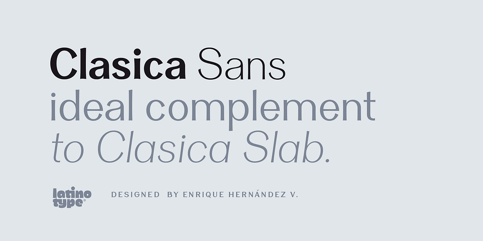 Clasica Sans is a fresh and contemporary typeface, consisting of 7 standard fonts plus italics.