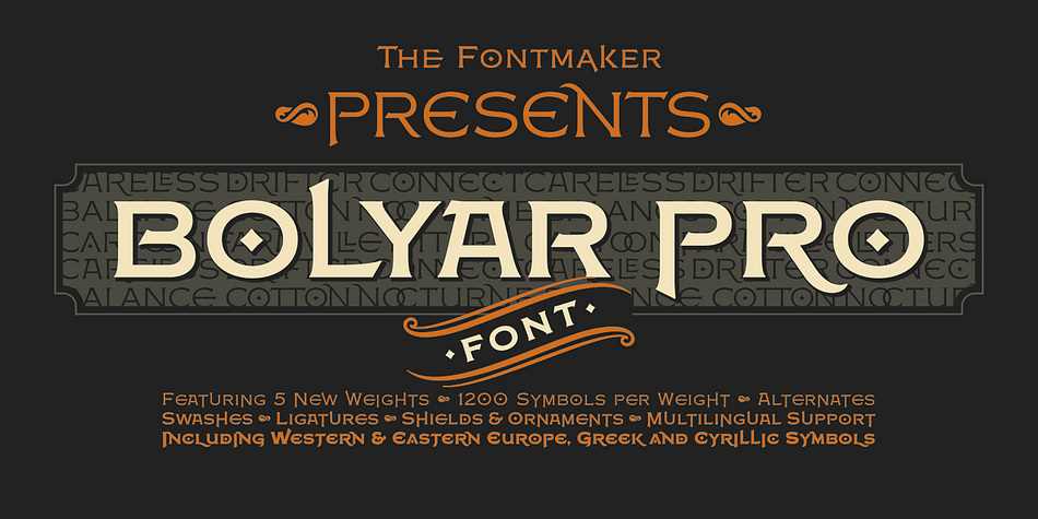Bolyar Pro type family is the ancestor of our successful font Bolyar.