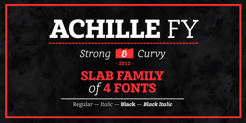 Displaying the beauty and characteristics of the Achille FY font family.