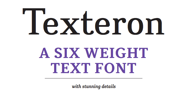CA Texteron is a modern text font family to cover the most common typographical needs with a minimum of weights.