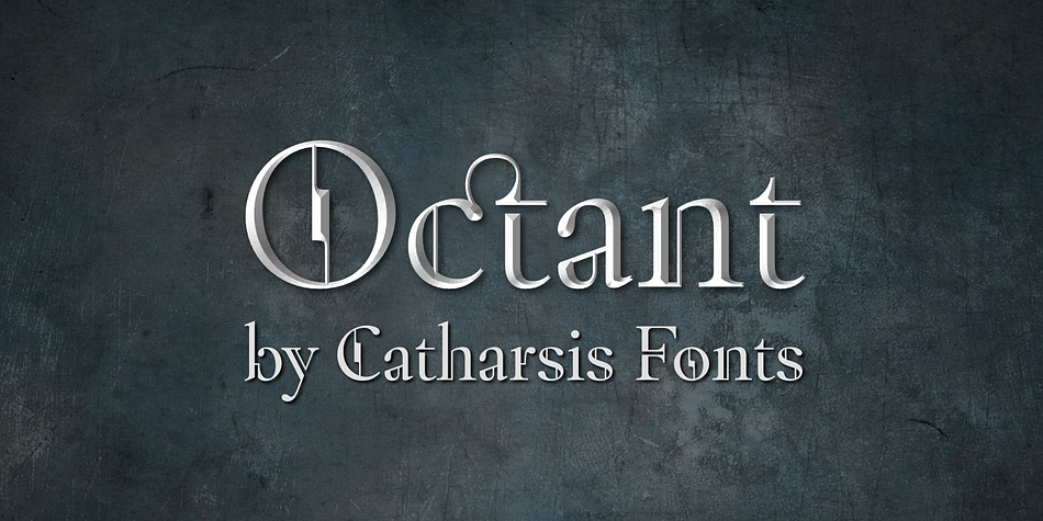Octant is an original display typeface drawing inspiration from Victorian-age steel and brass engineering, as well as from blackletter typography.