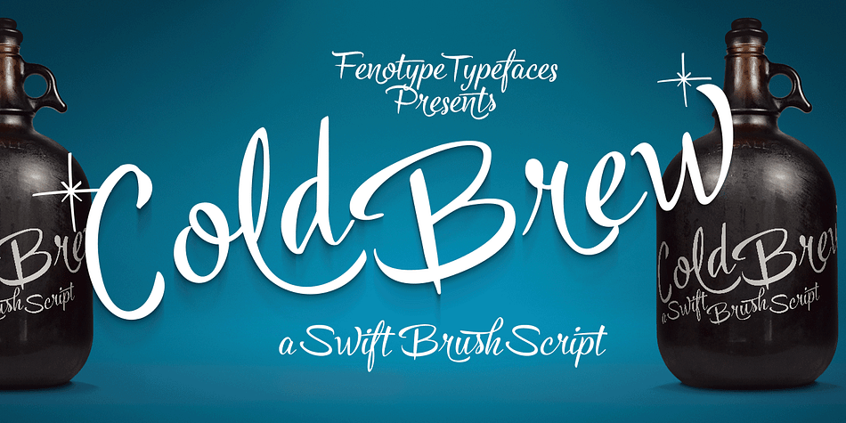 Cold Brew is a swift brush script family of three weights and a set of extras.
