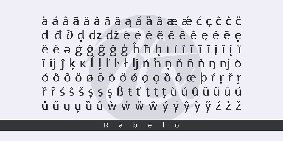 Displaying the beauty and characteristics of the Rabelo font family.