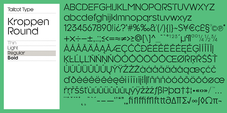 Emphasizing the popular Kroppen Round font family.