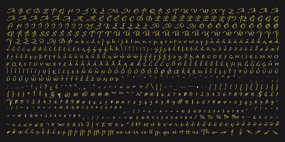 Many so-called ligatures in Scripto are born from the unforced continuation of shapes into their sympathetic neighbors.