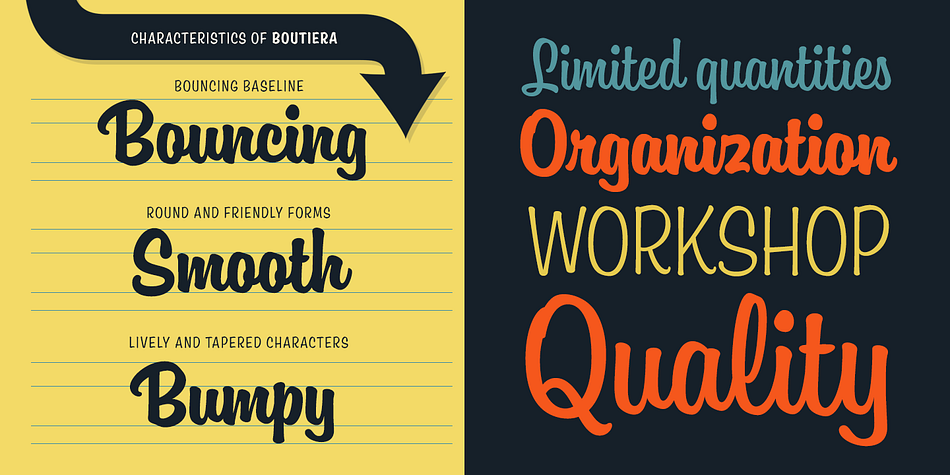 It has three weights to give contrast and options to your typographic elements and designs.