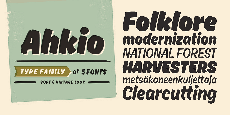 Ahkio is a brushed disconnected script family of 5 fonts.