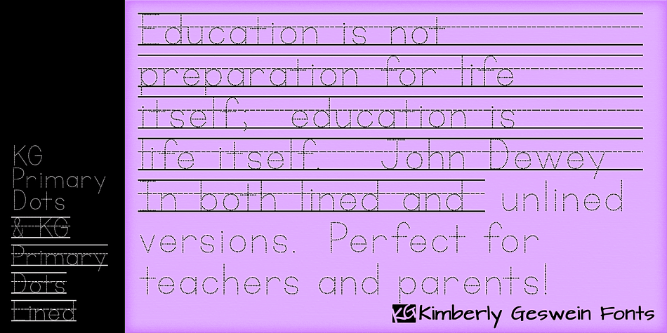 Displaying the beauty and characteristics of the KG Primary Dots font family.