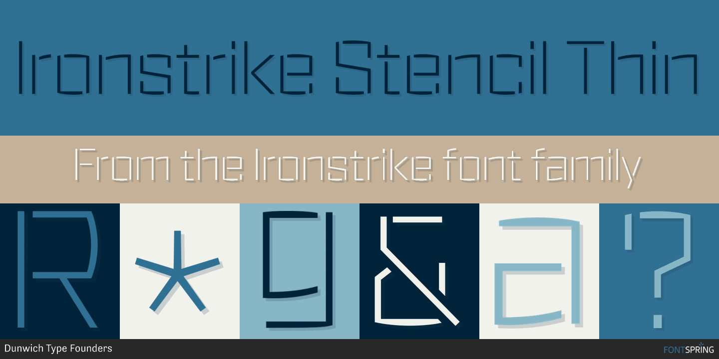Ironstrike Stencil Font Collection by Dunwich Type Founders