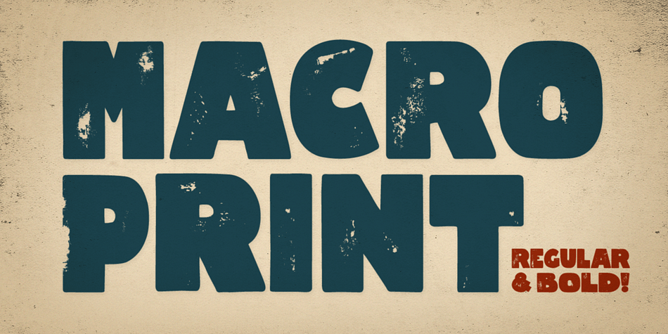 Macro Print is a display font available in a regular and a bold version.